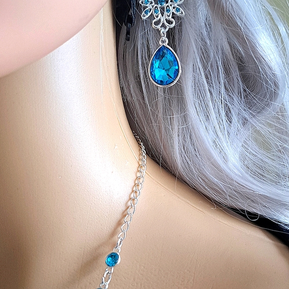 FASHION JEWELRY COLLECTION. STUNNING SET NECKLACE AND EARRINGS DROPS OCEAN COLOR - Picture 9 of 9